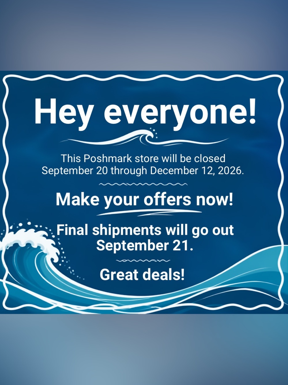 Store closing for three months! Make your offers!